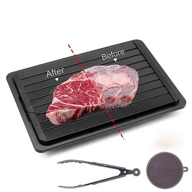 GEMITTO Defrosting Tray for Frozen Meat, Rapid Thawing Plate for Fast Defrosting Frozen Food, Quick Safe Food Defroster Thawing Board for Meat Pork Beef Fish, Mothers Day Gifts (UPGRADED VERSION)