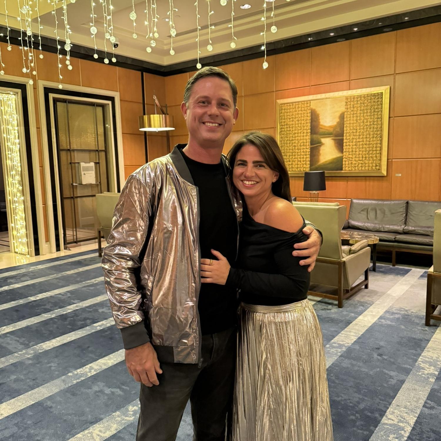 Showing off our metallics during our annual holiday hotel bar crawl.