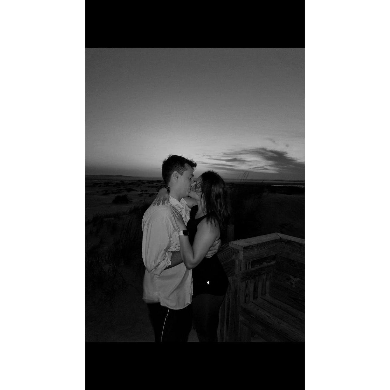 We got engaged that morning and decided to take a bike ride back to the spot for a sunset kiss.