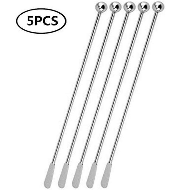 JSDOIN Stainless Steel Coffee Beverage Stirrers Stir Cocktail Drink Swizzle Stick with Small Rectangular Paddles (5Pcoffeestirrers)
