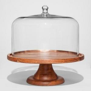 Round Glass & Wood Dessert Stand - Threshold™