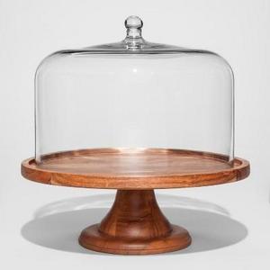 Round Glass & Wood Dessert Stand - Threshold™