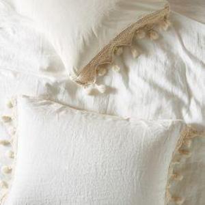 Tasseled Linen Shams - 2 standard