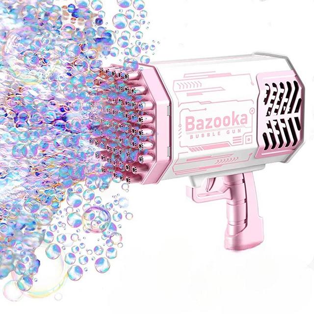 Max Bubble Gun 88 Hole Bubble Maker TIK Tok LED Lights Electric Bubble Machine Bubble Blower for Kids Wedding Birthday (Pink/White)