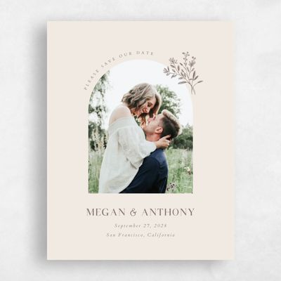 Linen, Beige Wedding Save the Date - Bellisi Photo