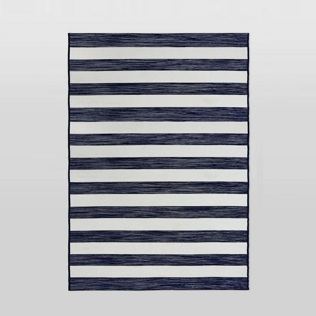 6'x9' Outdoor Rug Worn Stripe Navy - Threshold™