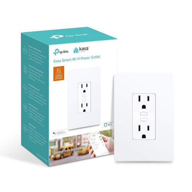 Kasa Smart WiFi 2 Outlet In-Wall Plug by TP-Link – Smart Plug, No Hub Required, Works with Alexa and Google (KP200)