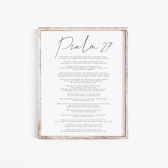 Psalm 27 The Lord Is My Light And My Salvation Bible Verse Wall Art Print Christian Minimalist Kjv Scripture Baptism Gift Nursery