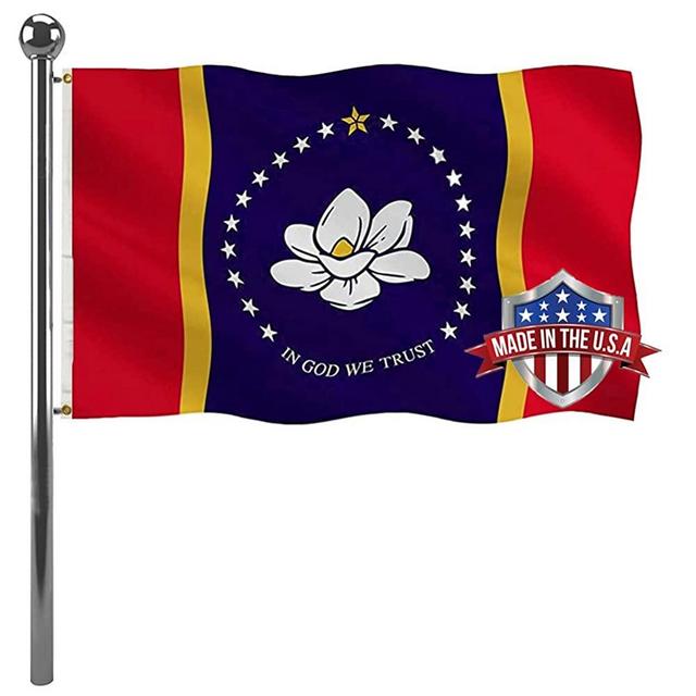 Jayus New Mississippi Ms State Magnolia Flag 3x5 Ft Outdoor- UV Fade Resistant State of Magnolia Mississippi Ms Flags- Heavy Duty Canvas Head in God We Trust Missippi Flag with 2 Brass Grommets