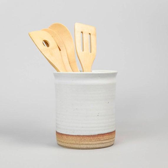 Utensil Jar, hand thrown stoneware pottery canister by Hanselmann Pottery