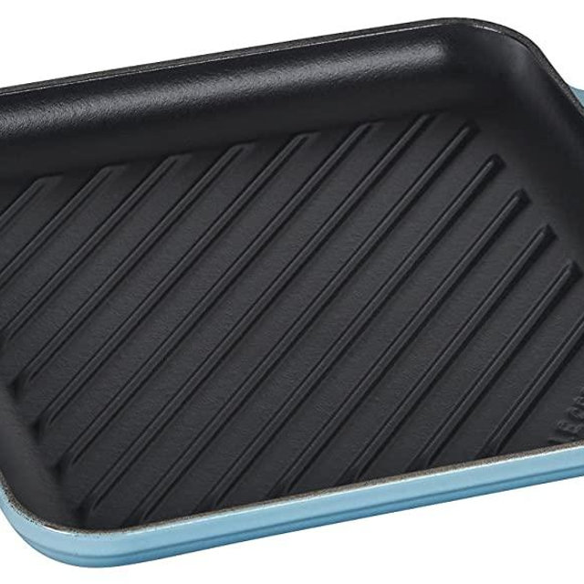 Le Creuset Enamaled Cast Iron Square Grill, 9.5", Caribbean