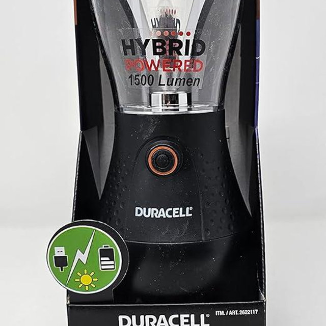 Duracell Dual Power Lantern 1500 Lumens with 5 Power Sources Available for Charging - 1 Lamp, Black
