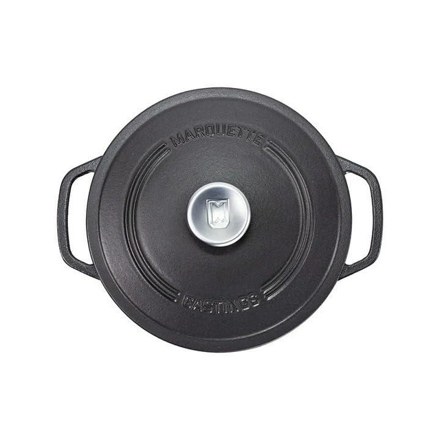 Marquette Castings 6 Quarts Premium Cast Iron Dutch Oven Pot with Lid for Bread Baking, Enameled Dutch Oven Cast Iron & Dual Handles, Flat Bottom, Oven Safe, Non-stick & Non-toxic (Black)