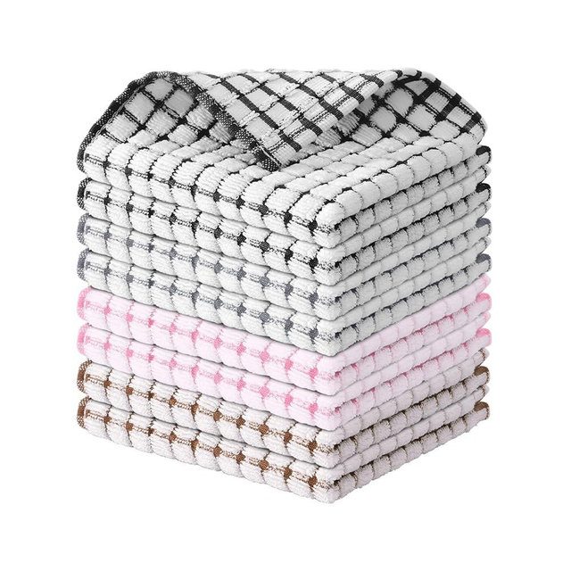Kitinjoy Cotton 8 Pack Terry Kitchen Dish Cloths, 12 x 12 Inches Super Soft and Absorbent Dish Rags, Quick Drying Dish Towels for Washing Dishes, Mix Color