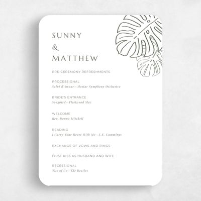 White Rounded Wedding Program - Morelos