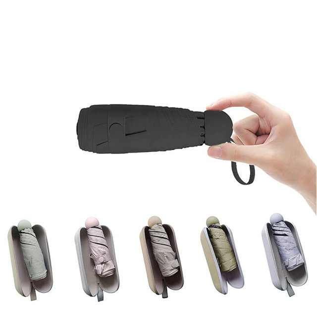 BAODINI Travel Mini Umbrella for Purse With Case-Small Compact UV Umbrella Protection Sun-Lightweight Tiny Pocket Umbrella for Women, Girls, Kids