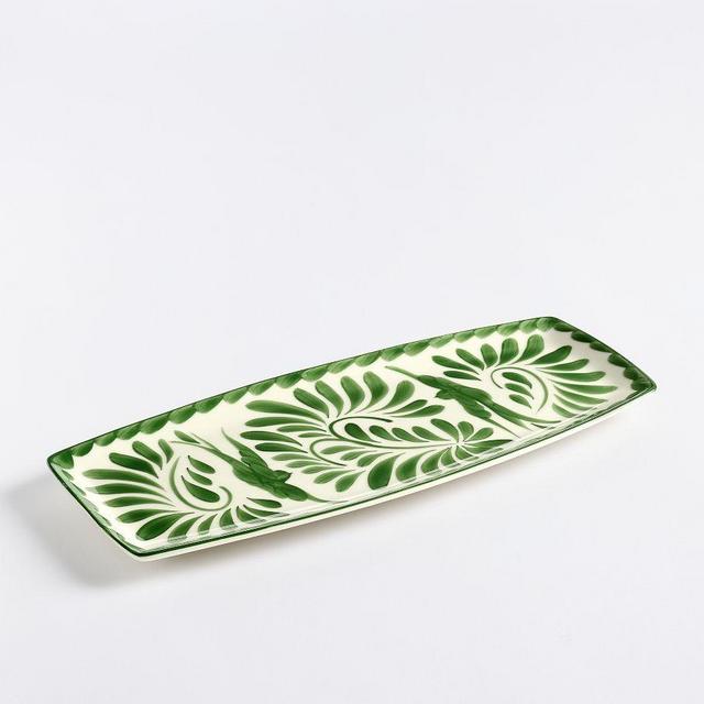 Puebla Porcelain Serving Platter - Green/White
