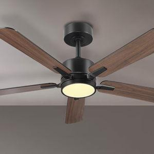 Harbor Breeze Northbrook 42-in Matte Black with Matte Blades LED Covered Outdoor Ceiling Fan With Light and Remote Control Included 5 -Blade