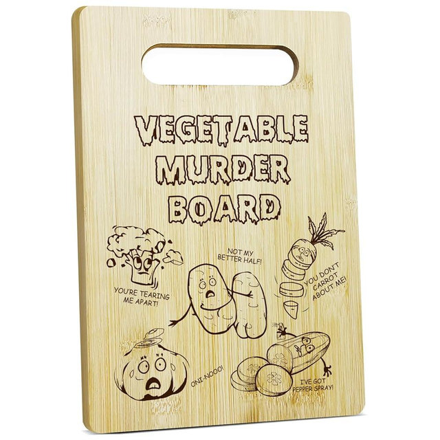 Vegetable Murder Cutting Board Wood Cutting Board for Kitchen Gifts For Thanksgiving, Kitchen Gifts Housewarming Gifts For Women Men, Bamboo Cutting Board For Kitchen Cooking Restaurant/B