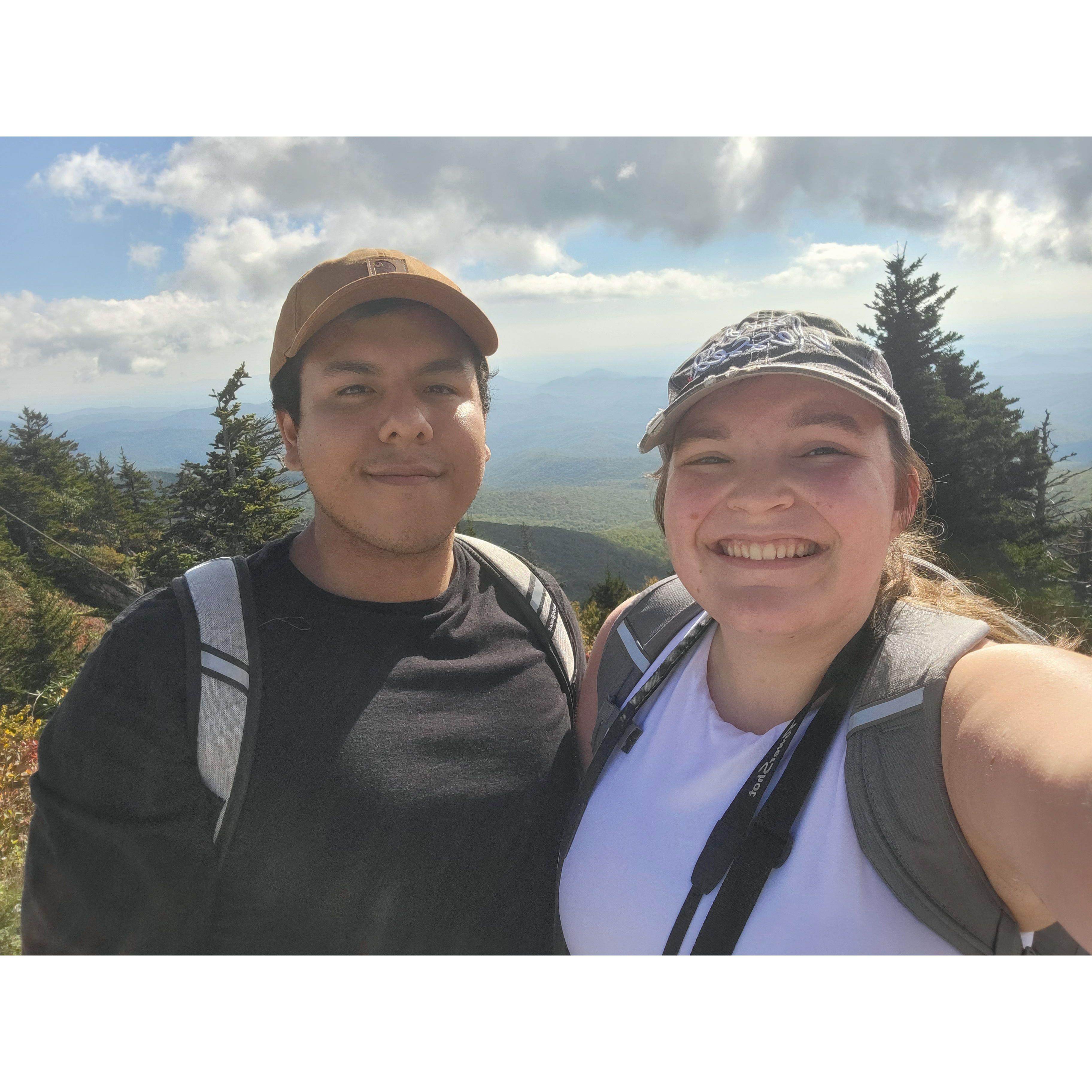 Our first time camping and hiking Grandfather Mountain. Clare thought Eloy was going to propose!
