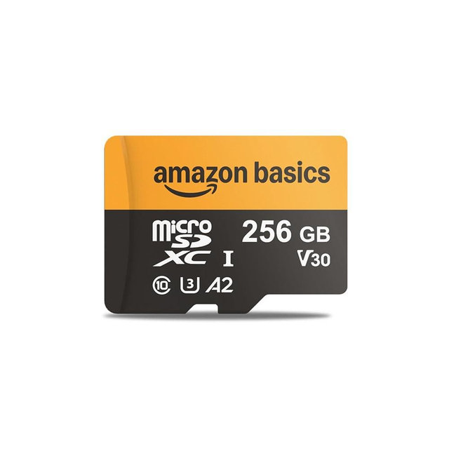 Amazon Basics 256GB microSDXC Card with Adapter, Read Speed Up to 200MB/s, 1-Pack