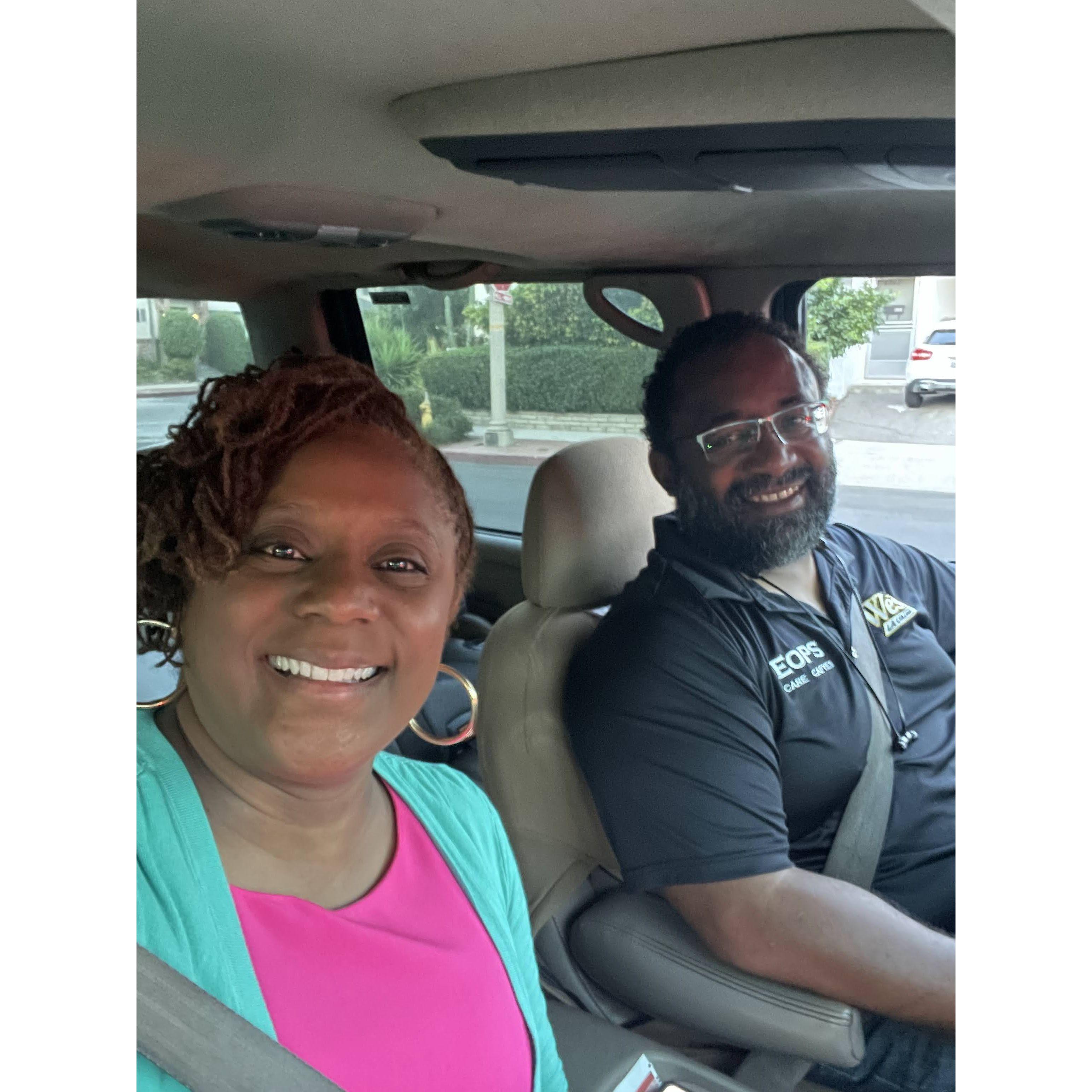 Carlon driving me to the filming of my game show episode
