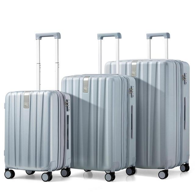 Hanke Expandable Hardshell Luggage Sets 3 piece Carry on Luggage with Wheels Suitcases Lightweight Checked Travel Luggage Rolling Large Suitcase Travel Luggage Bag Woman Men 20/24/29 Inch(Gray)