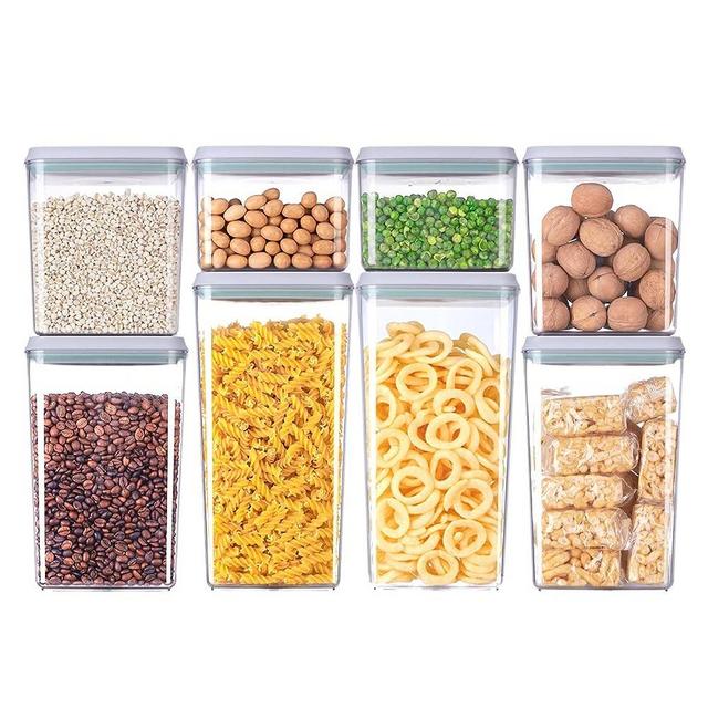 8-Piece Set of Pop Airtight Food Storage Containers with Lids - Stackable Containers for Kitchen Pantry Organization, Ideal for Cereal, Snacks, Flour, Sugar, Coffee, and Spaghetti (1.2, 2.0, 2.7, 3.3qt)*2