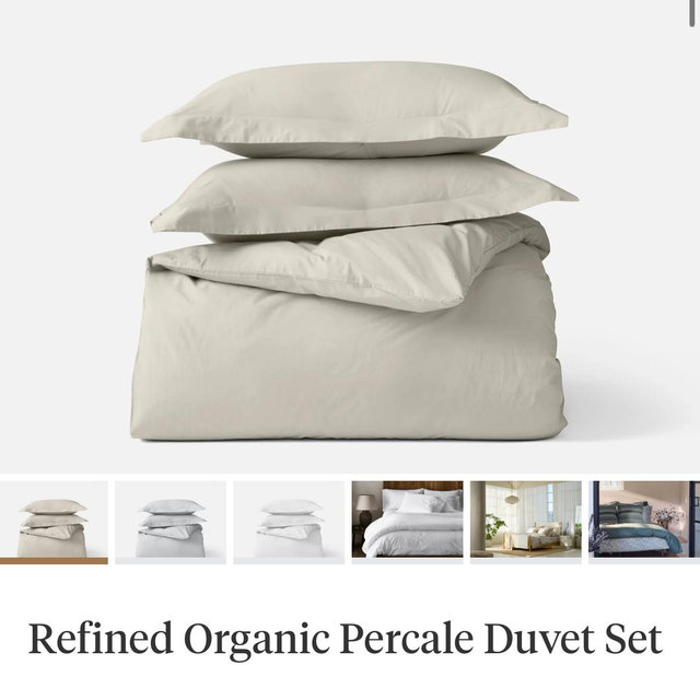 Refined Organic Percale Duvet Set (color stone )