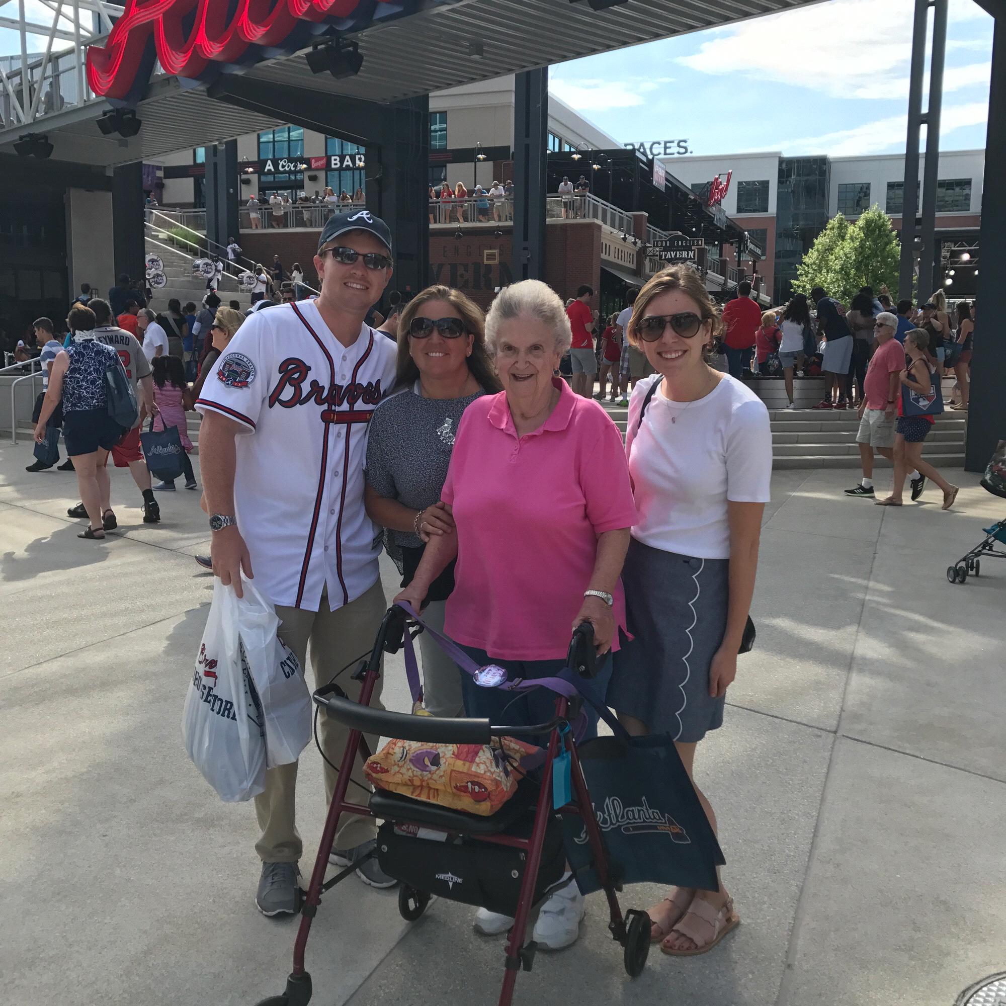 Courtney's mom and great Aunt Margy visit ATL for a Braves game, 2017!