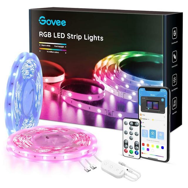 65.6FT LED Strip Lights, Govee Color Changing Bluetooth LED Light Strip, APP Control and Remote RGB Lights, 7 Scenes Mode and Music Sync LED Lights for Bedroom, Room, Kitchen, Party, 3 Ways Control