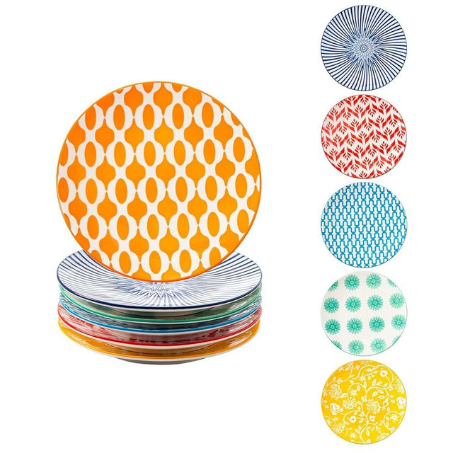 Gibsimi Ceramic Dessert Plates Set - 6 Inch Mini Appetizer Plates for Kitchen - Small Salad Plate for Cake Snacks Side Dish,Gift, Microwave Dishwasher Safe, Assorted Colors