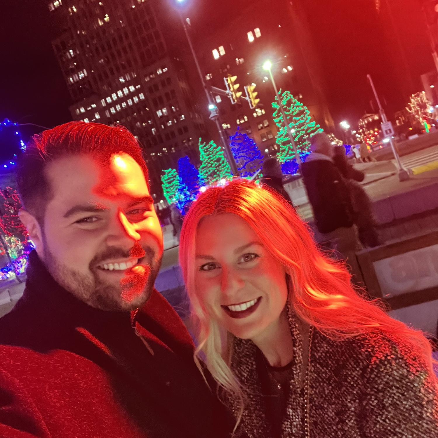 Ice skating downtown minutes before Joe proposed