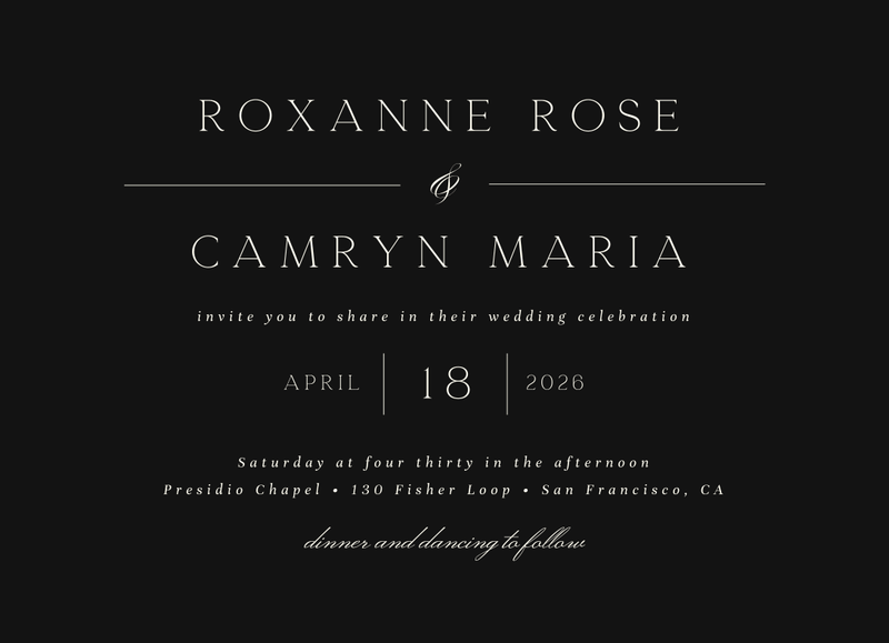 Zariah Landscape | Black | Zola Wedding Invitations