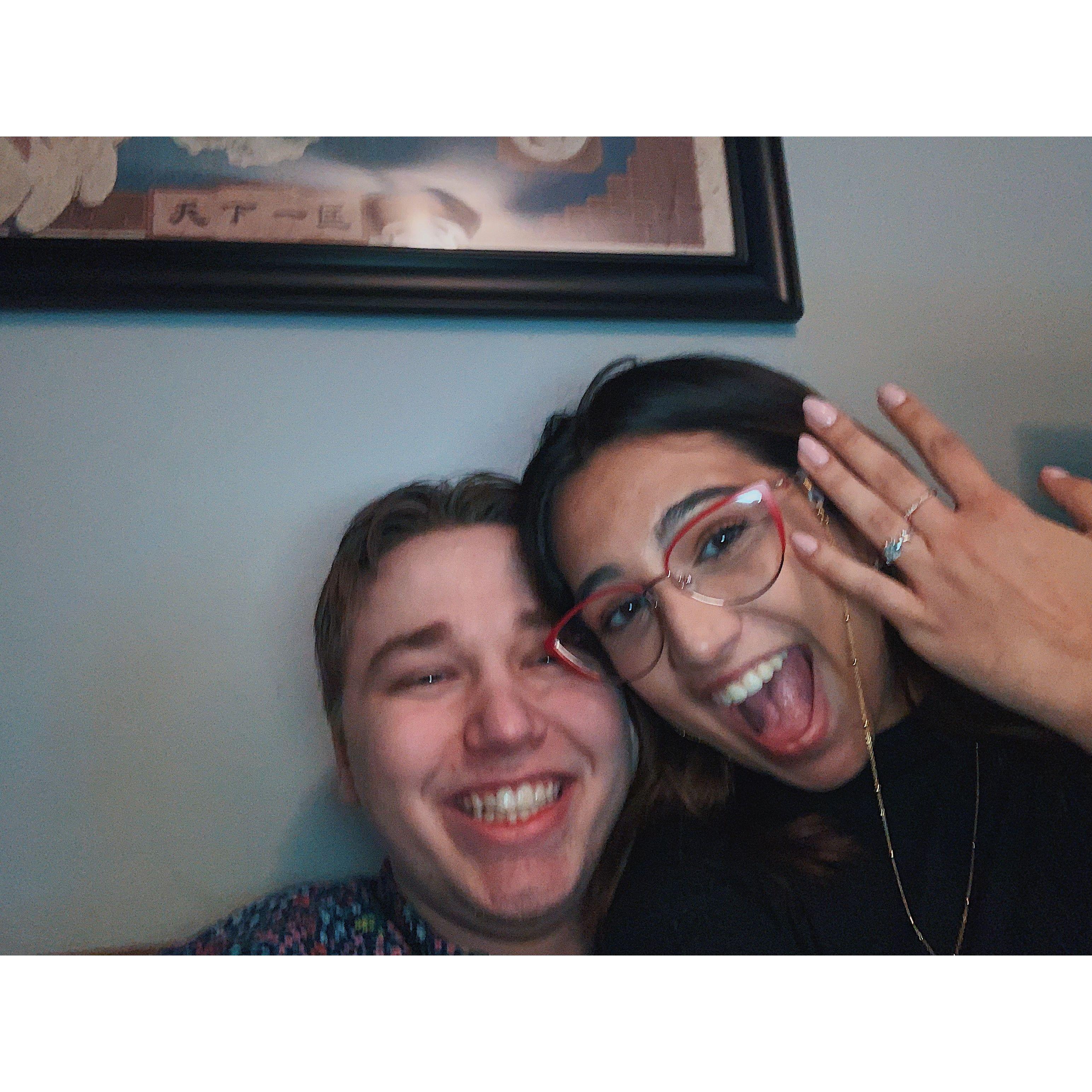 This is the day we got engaged, if you can't tell by the excitement in our faces