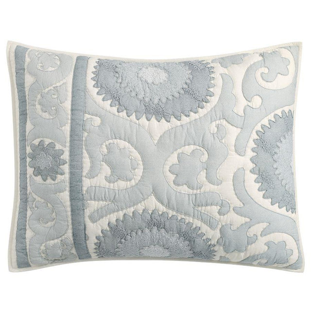 Alanya Suzani Quilted Sham, Chambray, Standard
