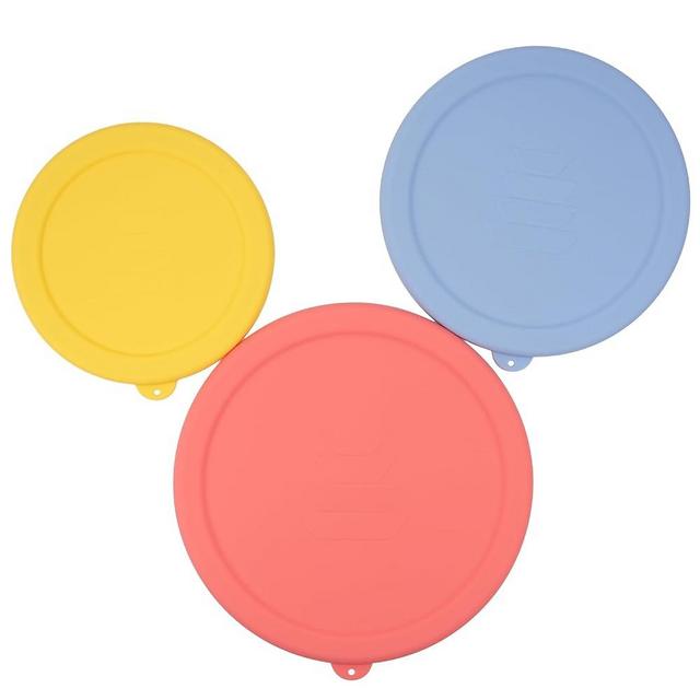 Kiicii 3 Pack Silicone Lids Only Fit for Pyrex 322-1 Quart / 323-1.5 Quart / 325-2.5 Quart Smart Essentials Rimmed Glass Mixing Bowls, Dishwasher and Microwave Safe (Lids Only)