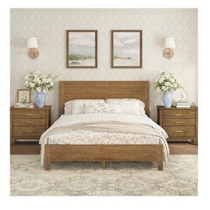 Wood Platform Bed Frame Queen Size with Headboard, Camas Queen, Acacia Wood, No Box Spring Needed, Easy Assembly, Dark Wood