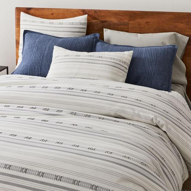 Jacquared Stripe Duvet, Full/Queen Duvet & Standard Shams, Pearl Gray