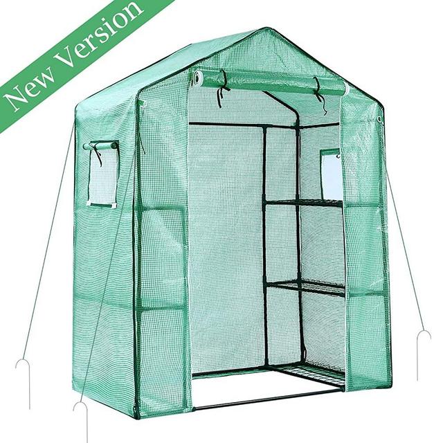 Ohuhu Greenhouse for Outdoors with Observation Windows New Version, Small Walk-in 3 Tiers 6 Shelves Stands Plant Green House for Seedling, Flowers, Plant Growing, 4.7 x 2.4 x 6.4 FT
