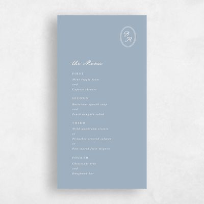 Powder Blue Wedding Menu - Dolores