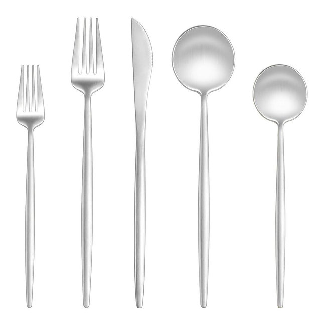EUIRIO 30-Piece Matte Silverware Set for 6, Stainless Steel Flatware Set, Modern Brushed Thick Cutlery Set with Spoons Forks and Knives, Utensil Sets for Home Kitchen Hotel, Dishwasher Safe