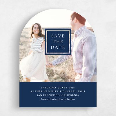 Blue Arch Wedding Save the Date - Potter Portrait