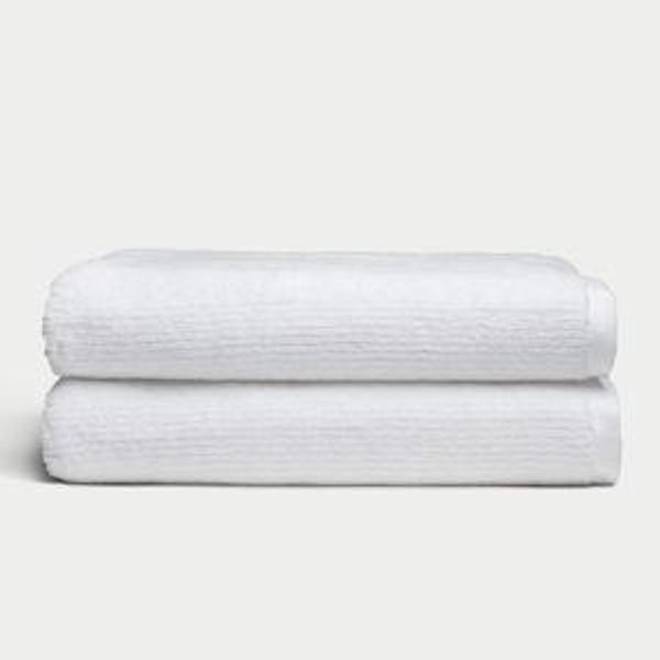 White Ribbed Terry Bath Sheets WHITE