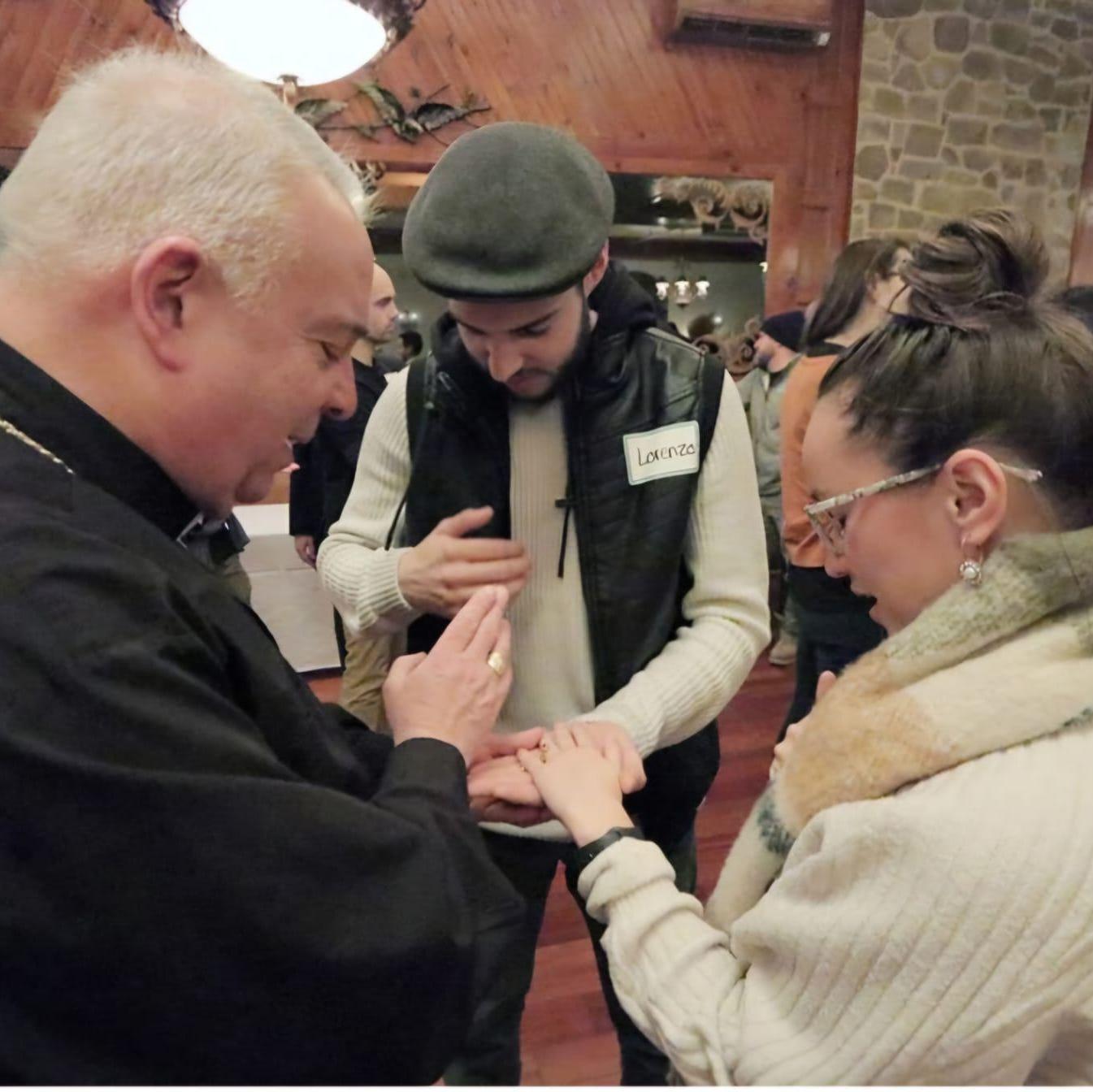 The blessing of our engagement rings