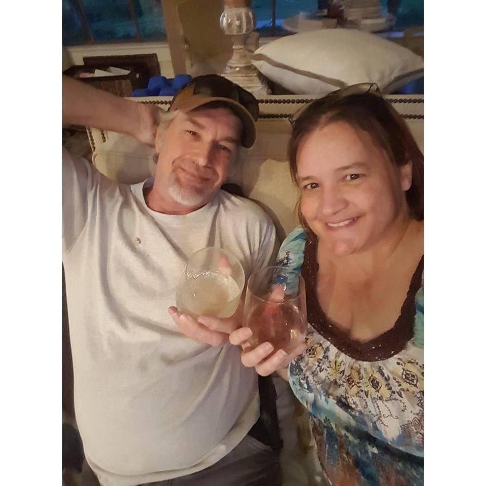 Daddy made dirty martini and Marie bottle of wine. It's how we spend our time with my parents.