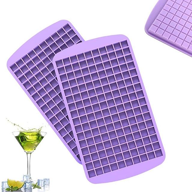 Upgrade Mini Ice Cube Trays 2 Pack, TINANA Silicone Ice Trays, Easy-Release Crushed Ice Cube Maker, 320 Small Ice Cubes for Whiskey, Cocktails, Juices & Chilled Drinks (purple)