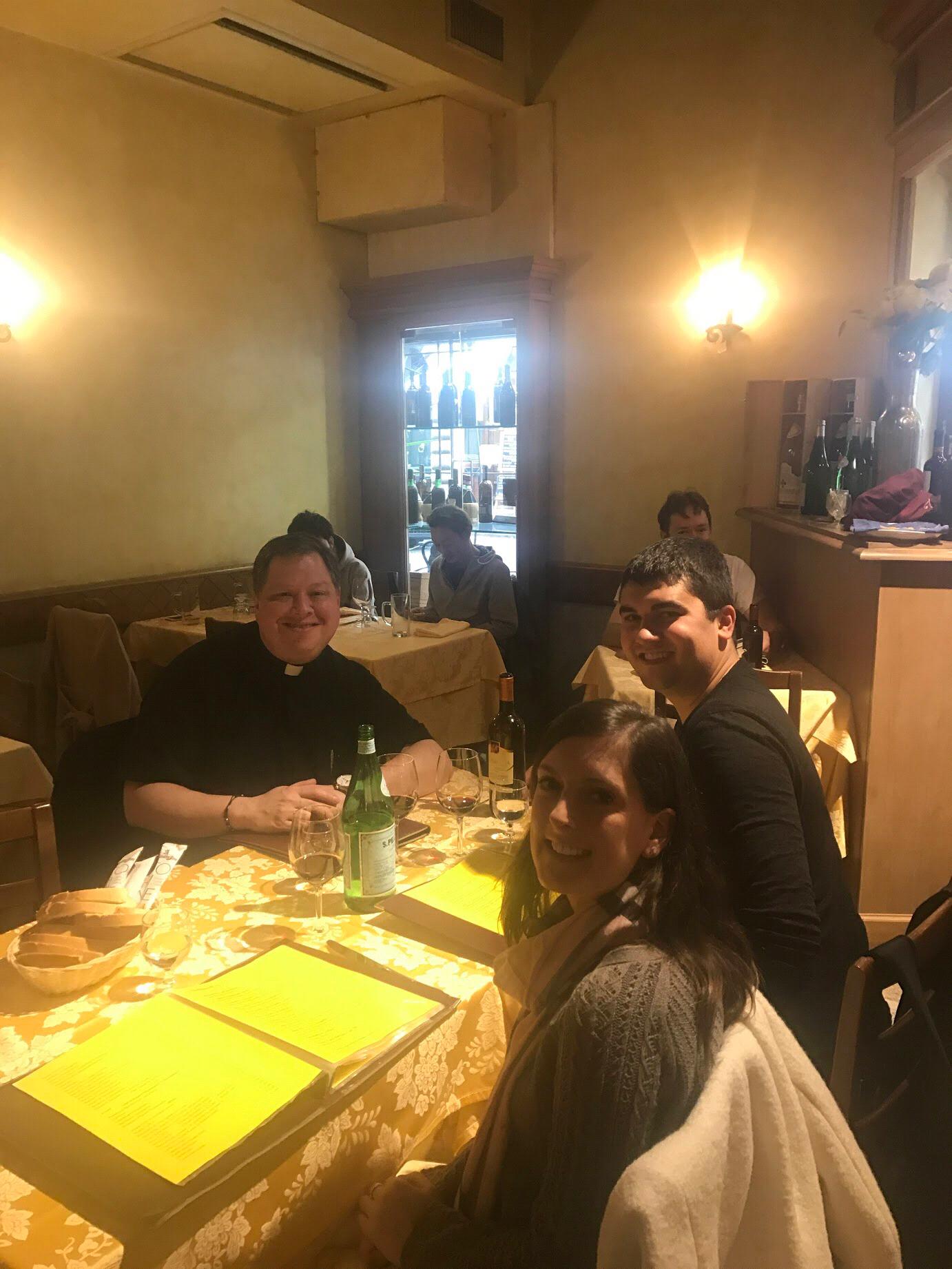Lunch near the Vatican in Rome, Italy with Father Grady, a very close family friend and our wedding ceremony officiant!