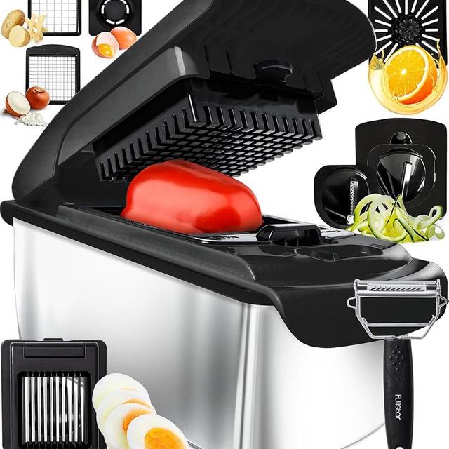 Fullstar Vegetable Chopper and Spiralizer - Food Chopper with Container, Fruit Slicer, Kitchen Gadgets & Accessories, Home Essentials (All in 1, Stainless Steel)