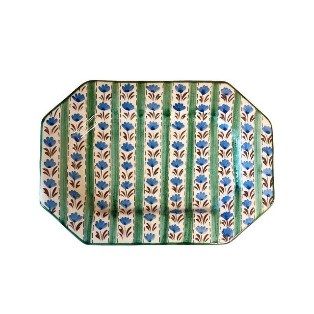 Carolina Irving and Daughters Chita Green Stripe Serving Platter (Small)